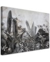 Wall art painting - Palm leaves on concrete background black and white | FEEBY