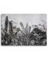 Wall art painting - Palm leaves on concrete background black and white | FEEBY