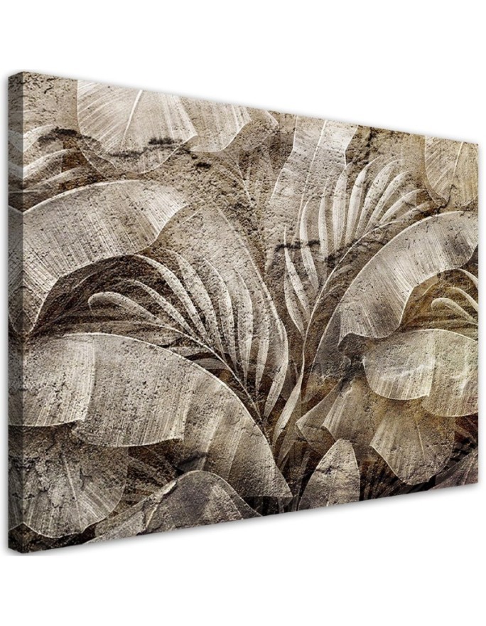 Canvas print - Palm leaves jungle on imitation concrete | FEEBY