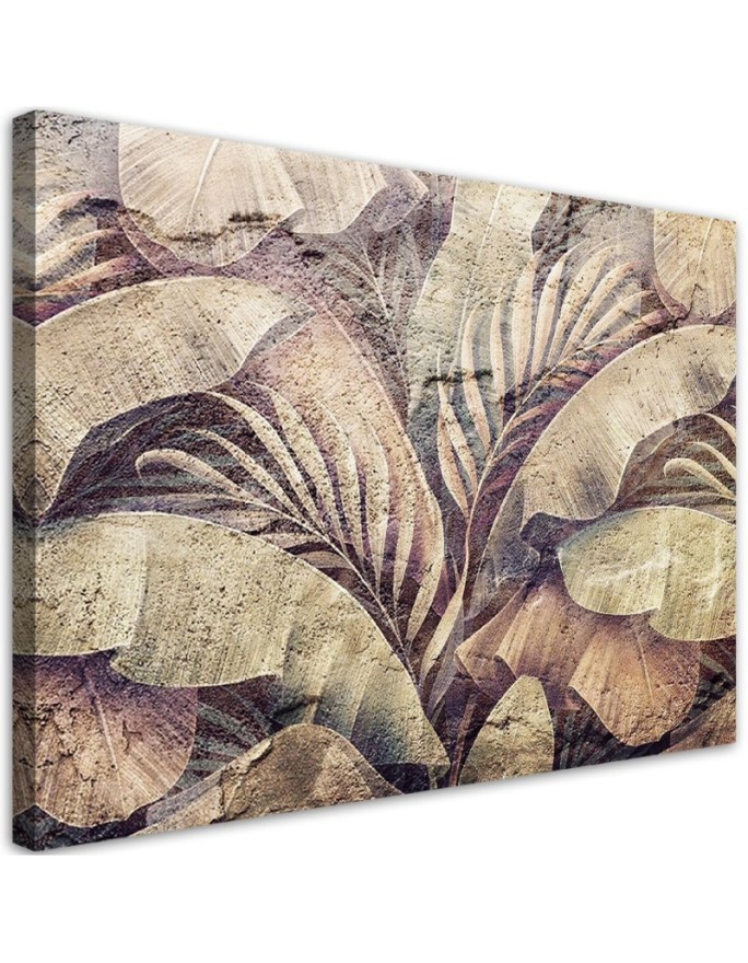 Modern wall art painting - Palm tree leaves jungle on imitation concrete | FEEBY