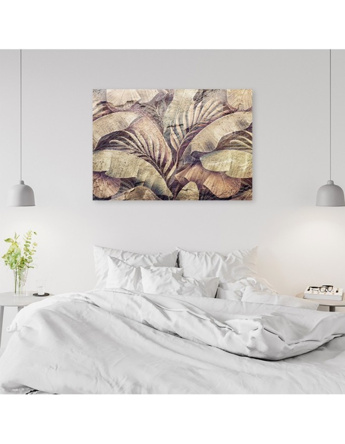 Modern wall art painting - Palm tree leaves jungle on imitation concrete | FEEBY