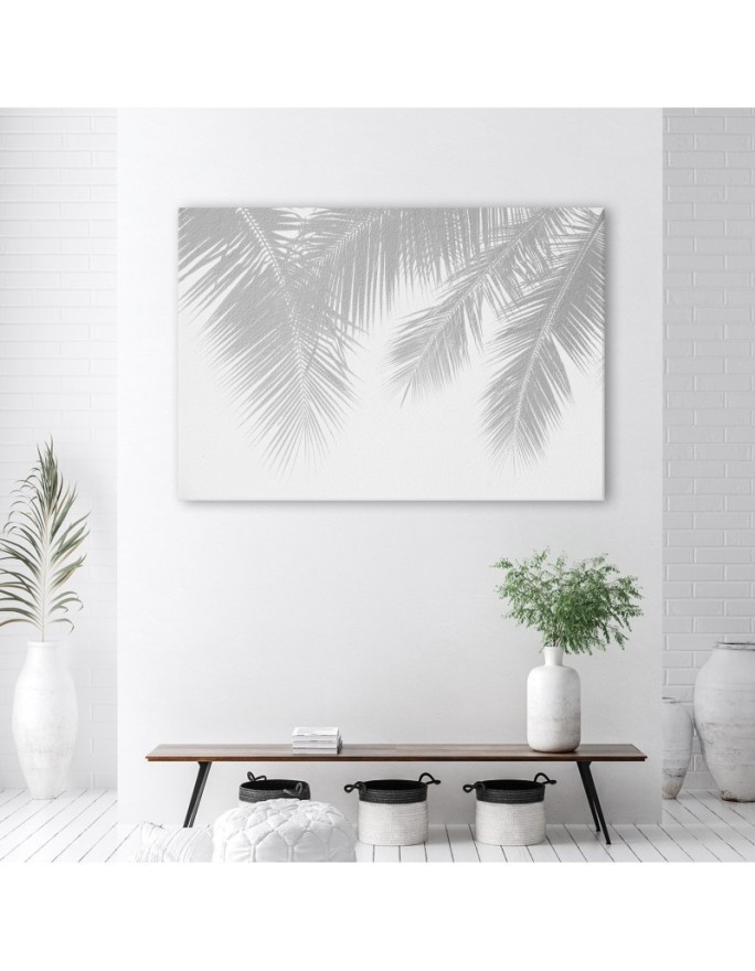Wall art painting for office - Grey palm leaves | FEEBY