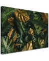 Picture prints on Canvas for the office - Monstera golden tropical leaves | FEEBY
