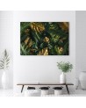 Picture prints on Canvas for the office - Monstera golden tropical leaves | FEEBY
