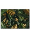 Picture prints on Canvas for the office - Monstera golden tropical leaves | FEEBY