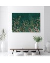 Canvas print for the office - Leaves on a green background | FEEBY