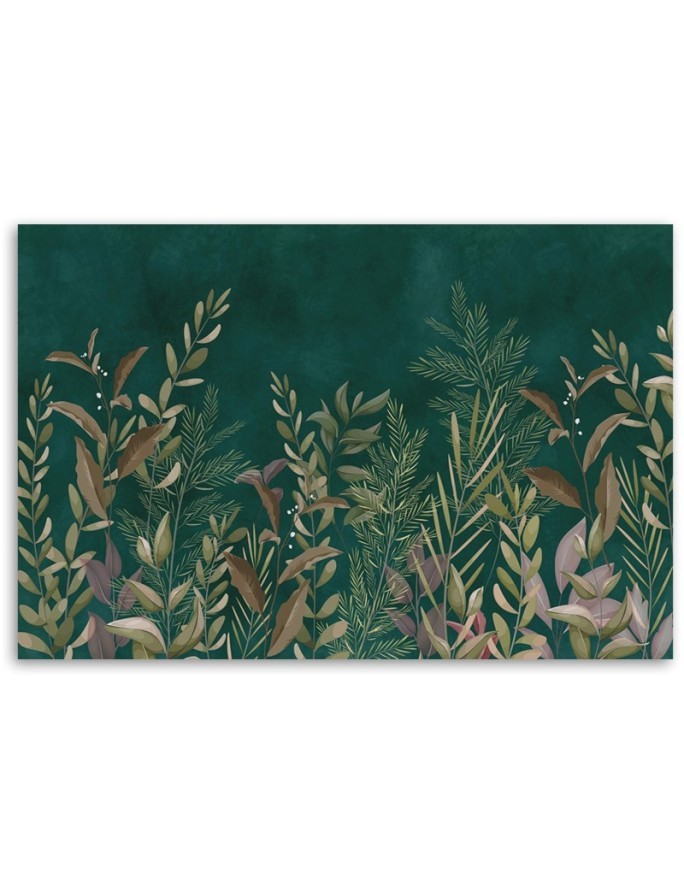 Canvas print for the office - Leaves on a green background | FEEBY