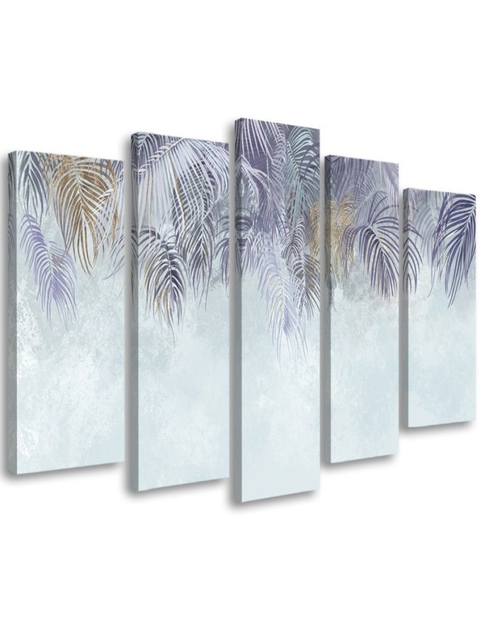 Five-part print on canvasPalm tree leaves | FEEBY