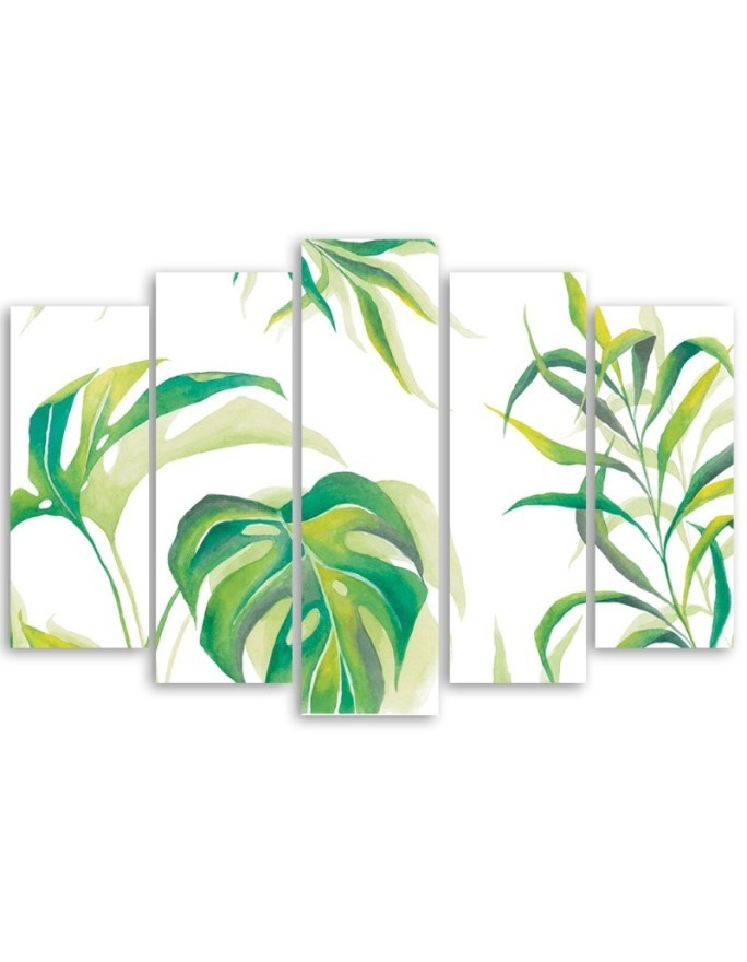Five-piece painting for bedroom - Monstera leaves | FEEBY