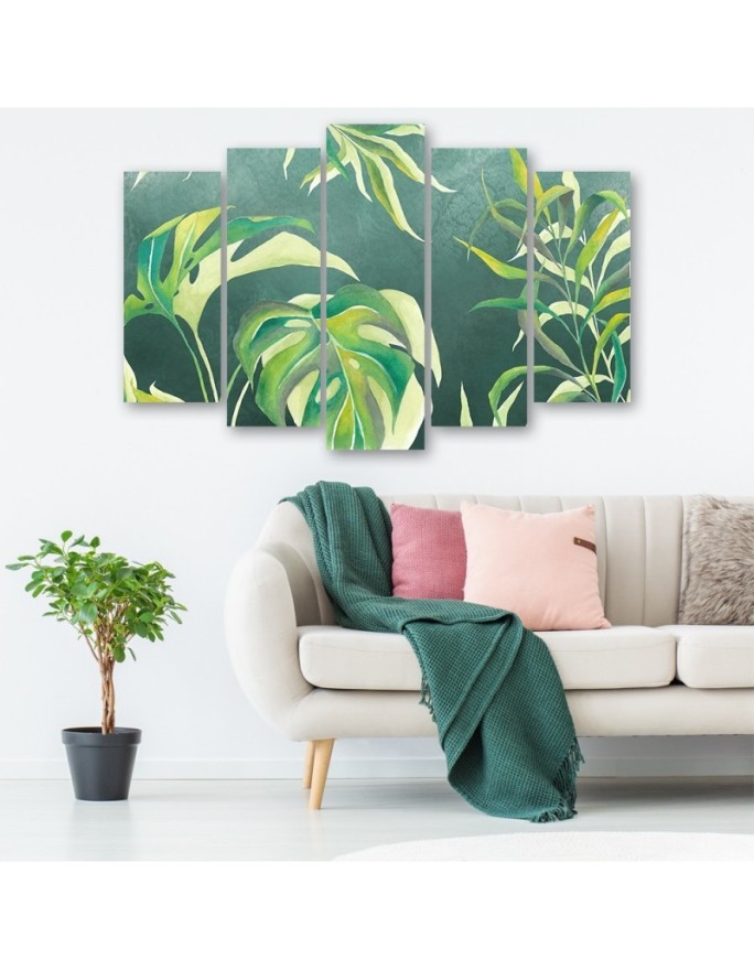 Multipart painting for living room - Monstera leaves | FEEBY