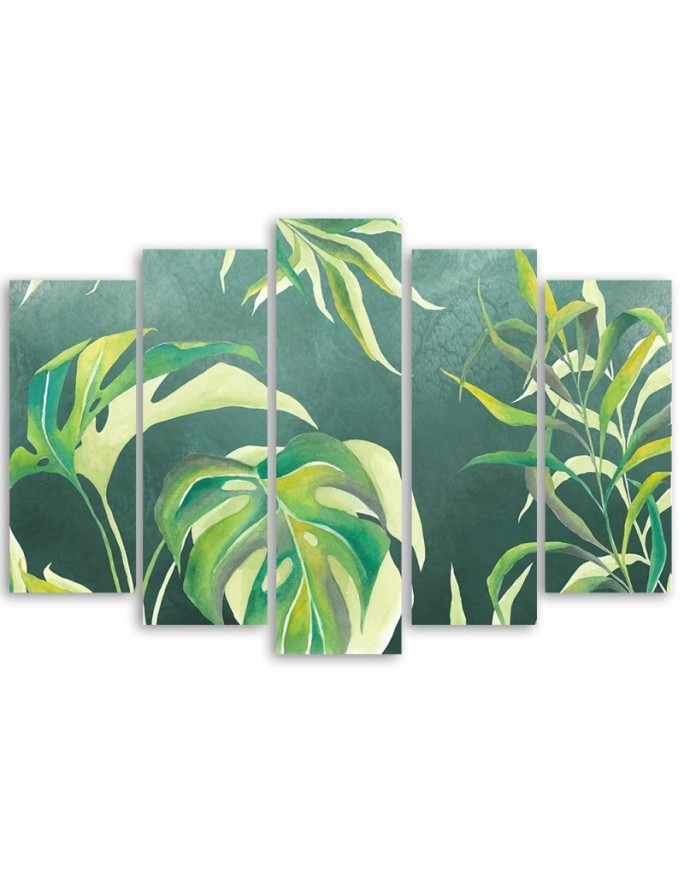 Multipart painting for living room - Monstera leaves | FEEBY