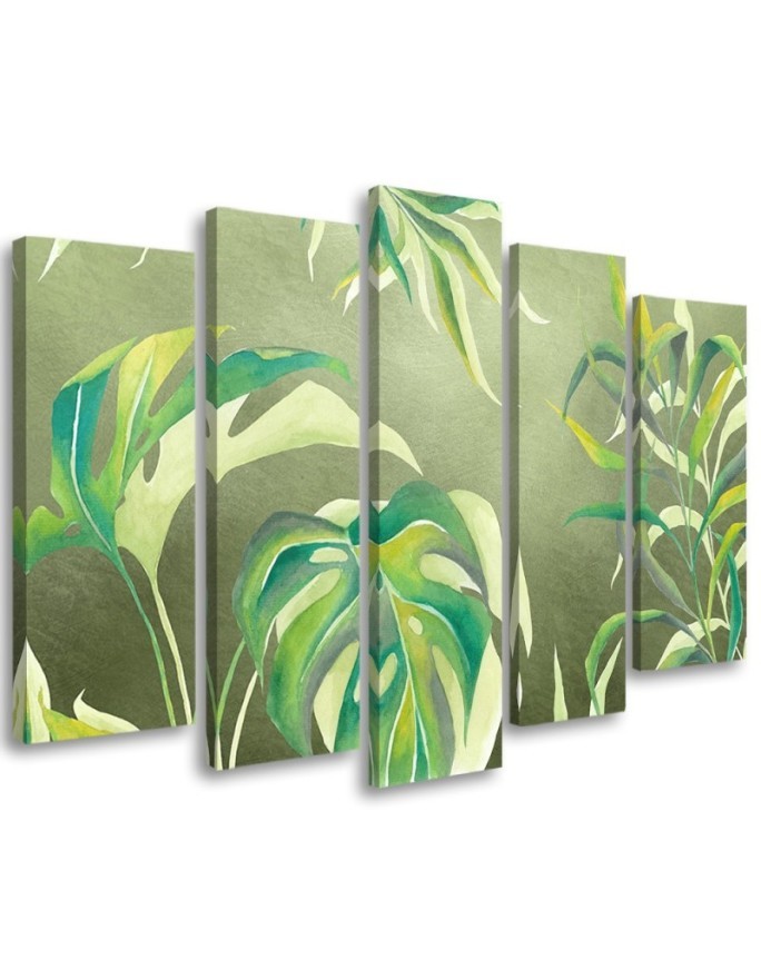 Five-part canvas print - Monstera leaves | FEEBY