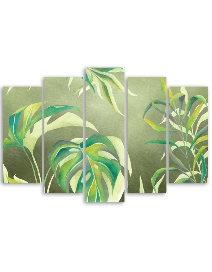 Five-part canvas print - Monstera leaves | FEEBY