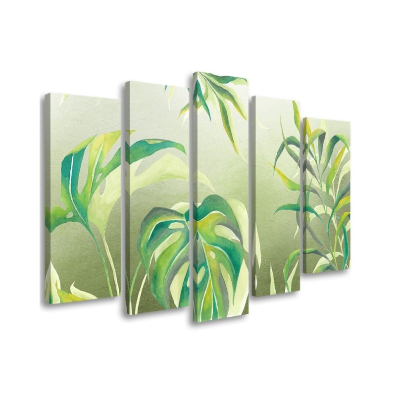 Five part wall painting - Monstera leaves | FEEBY