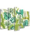 Modern five-part painting - Monstera leaves | FEEBY