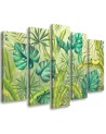 Five-part painting for bedroom - Monstera leaves | FEEBY