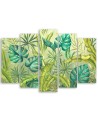 Five-part painting for bedroom - Monstera leaves | FEEBY
