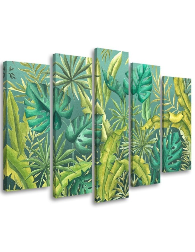 Fashionable five-panel painting - Monstera leaves | FEEBY