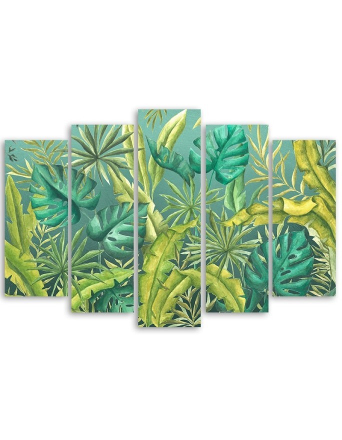 Fashionable five-panel painting - Monstera leaves | FEEBY