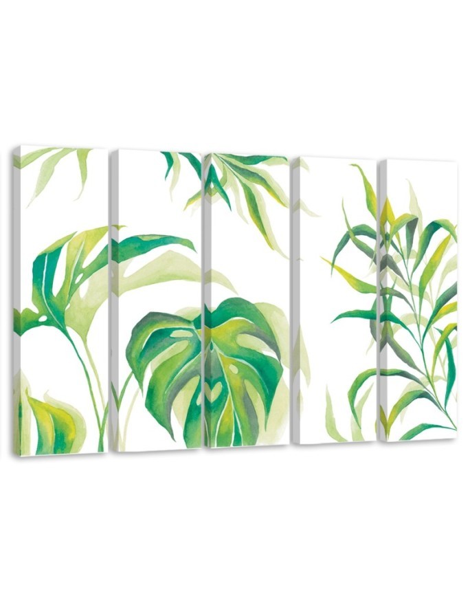 Five-part painting for the study - Monstera leaves | FEEBY