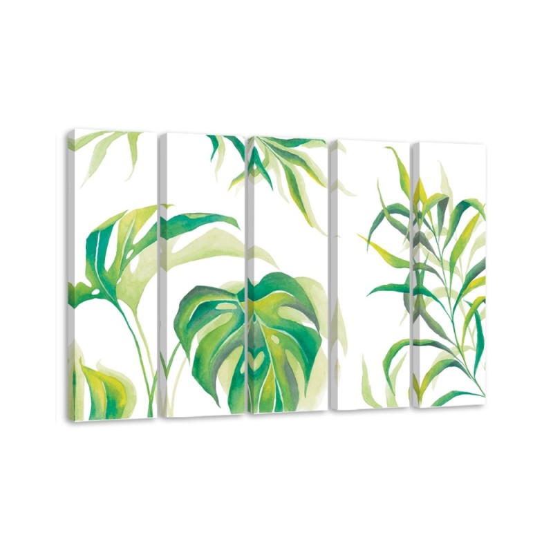Five-part painting for the study - Monstera leaves | FEEBY