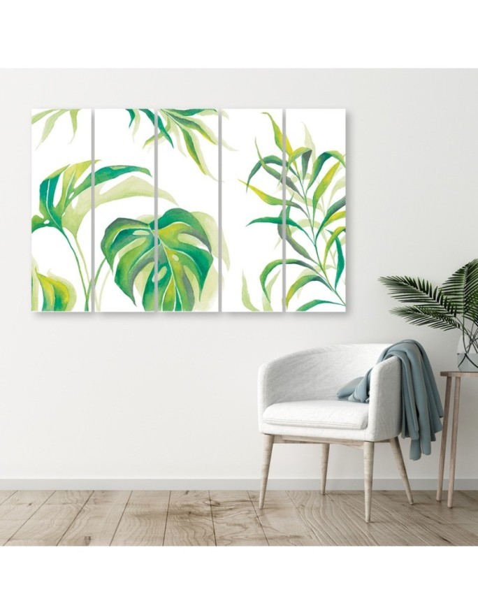 Five-part painting for the study - Monstera leaves | FEEBY