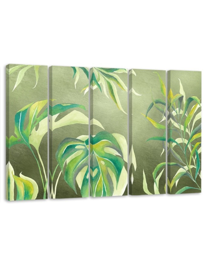 Five-piece canvas print - Monstera leaves | FEEBY