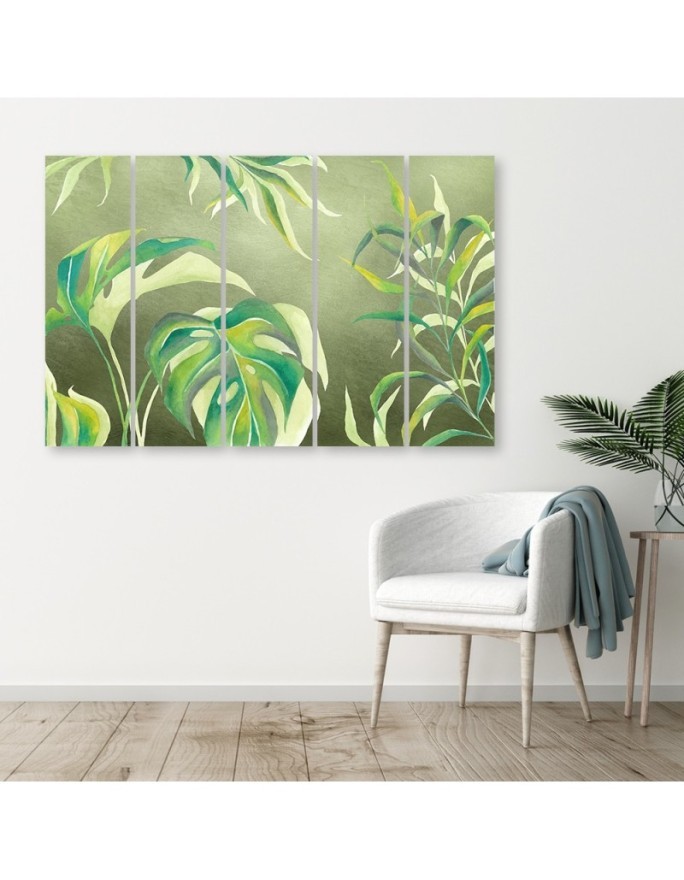 Five-piece canvas print - Monstera leaves | FEEBY
