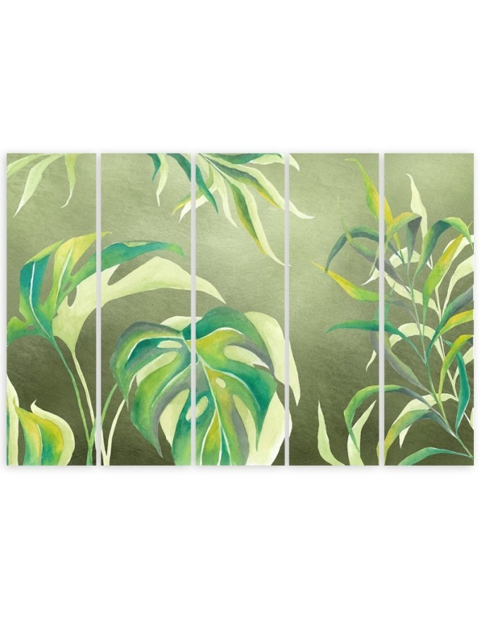 Five-piece canvas print - Monstera leaves | FEEBY