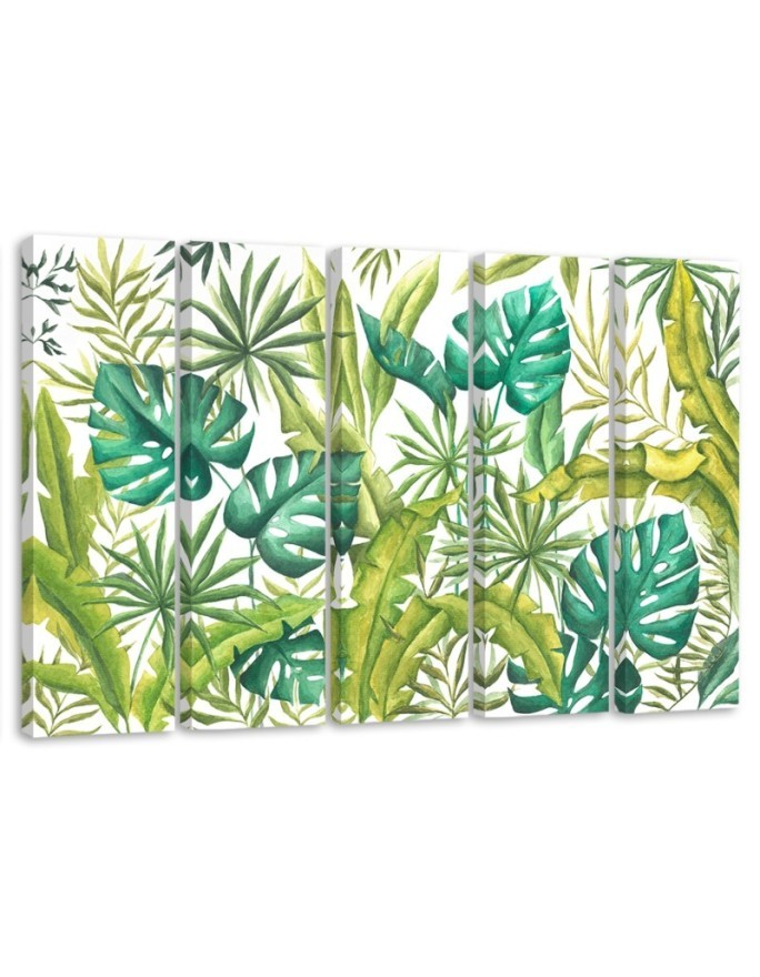 Multipart canvas print for living room - Monstera leaves | FEEBY