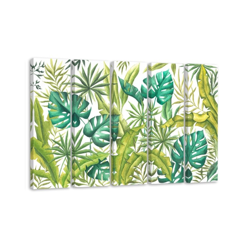 Multipart canvas print for living room - Monstera leaves | FEEBY