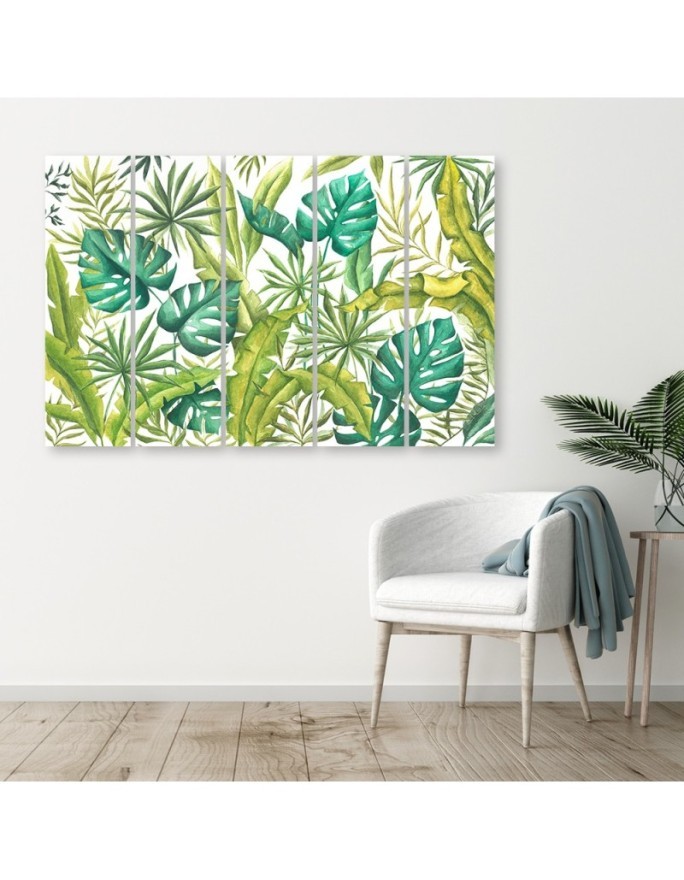 Multipart canvas print for living room - Monstera leaves | FEEBY