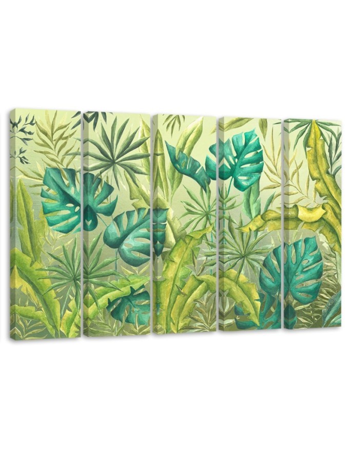 Canvas painting for bedroom - Monstera leaves | FEEBY