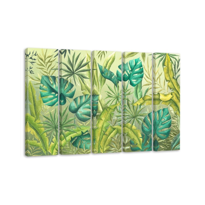 Canvas painting for bedroom - Monstera leaves | FEEBY