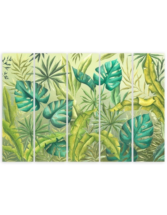 Canvas painting for bedroom - Monstera leaves | FEEBY