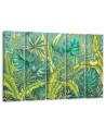 Five-piece canvas painting - Monstera leaves | FEEBY