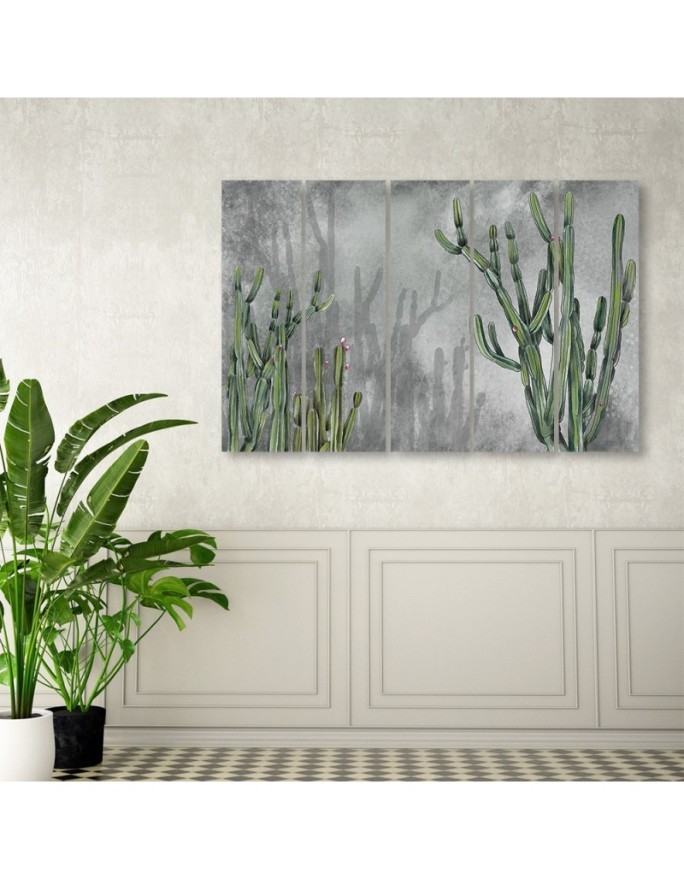 Five-piece canvas painting - Large desert cactus | FEEBY