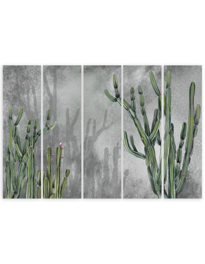 Five-piece canvas painting - Large desert cactus | FEEBY