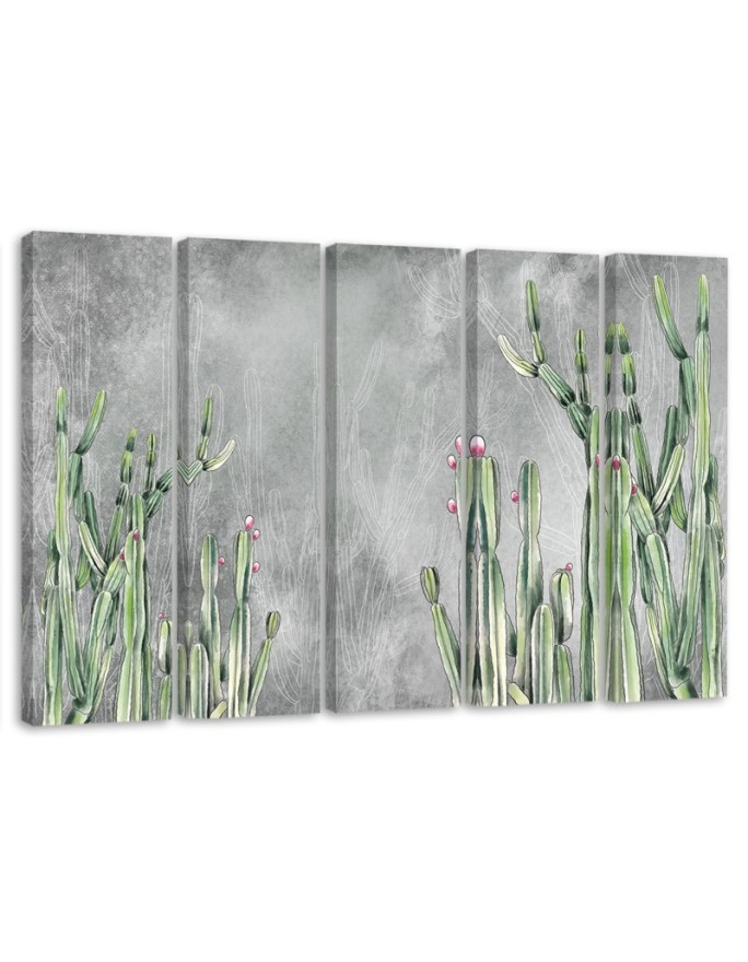 Modern five part Canvas painting - Large desert cactus | FEEBY