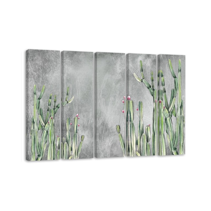Modern five part Canvas painting - Large desert cactus | FEEBY
