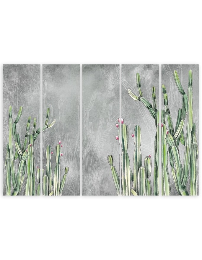 Modern five part Canvas painting - Large desert cactus | FEEBY