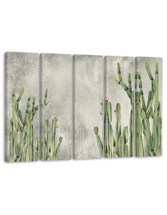 Five-piece painting for office - Large desert cactus | FEEBY