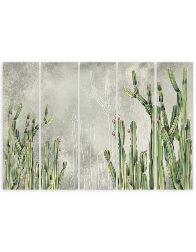 Five-piece painting for office - Large desert cactus | FEEBY