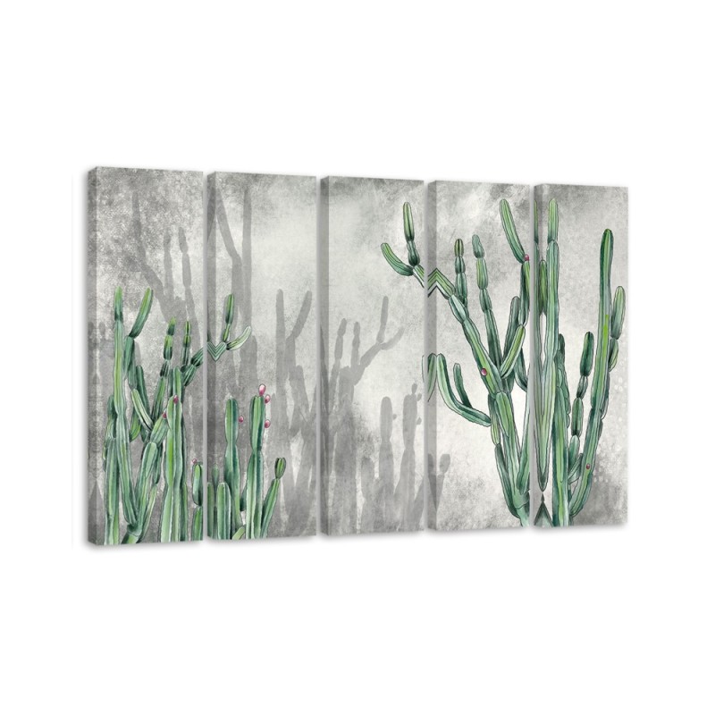 Five-piece canvas painting - Large desert cactus | FEEBY