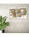 Five-part canvas painting - Square boxes shelves with flowers | FEEBY