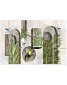 Wall art painting - Shapes in a wall with plants and birds toucan hummingbird | FEEBY
