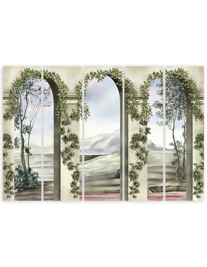 Canvas print 5-part Columns and arches with ivy | FEEBY