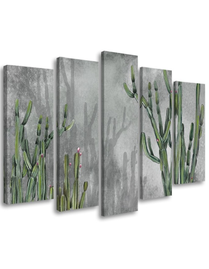 Five part canvas painting - Large desert cactus | FEEBY