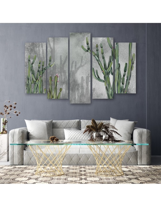 Five part canvas painting - Large desert cactus | FEEBY