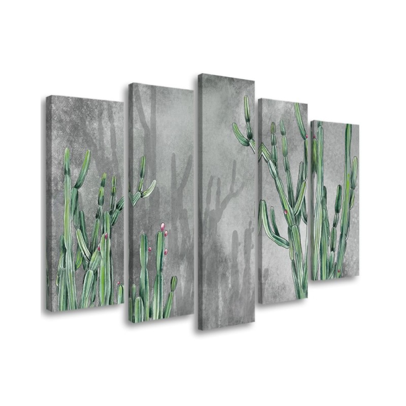 Five-part painting for living room - Large desert cactus | FEEBY